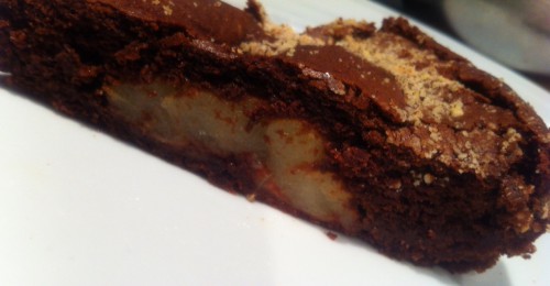 gâteau, chocolat noir valrhona, poires